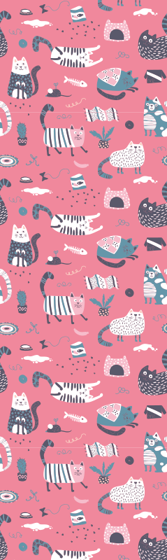 Vinyl tapijt slaapkamer nordic kittens - TenStickers