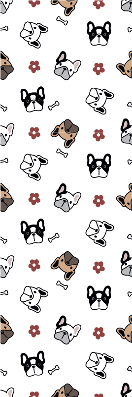 Vinyl tapijt slaapkamer bloemen en franse bulldogs - TenStickers