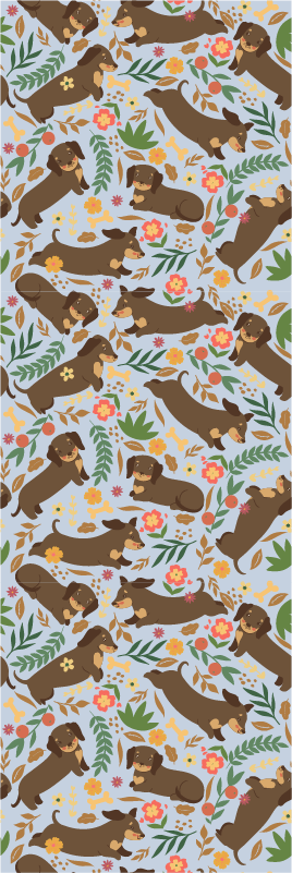 Vinyl tapijt slaapkamer teckel en bloemen patroon - TenStickers