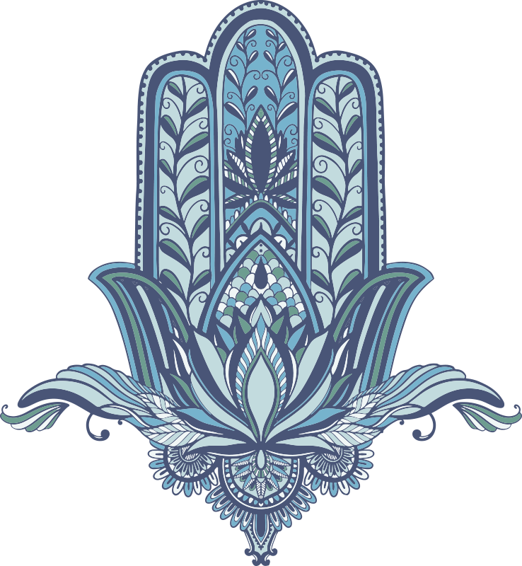 Vinyl tapijt slaapkamer blauwe joodse hamsa hand - TenStickers