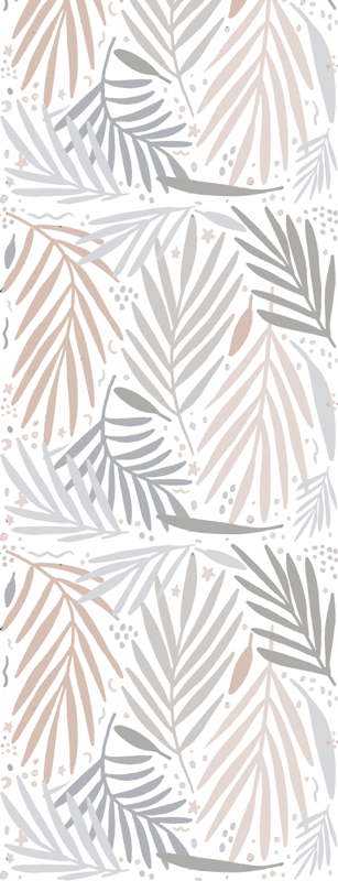 Vinyl tapijt scandinavisch abstracte bladeren grijs wit - TenStickers