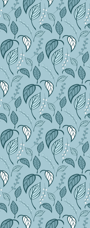 Vinyl tapijt scandinavisch blauw bladpatroon - TenStickers