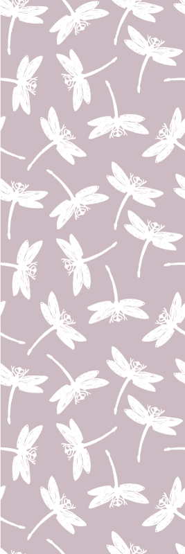 Vinyl tapijt scandinavisch roze japandi libelle schilderij - TenStickers