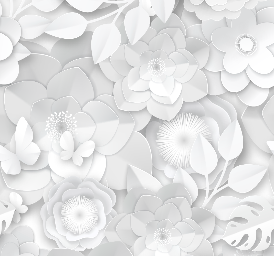 Vinyl tapijt natuur 3d witte bloemen - TenStickers