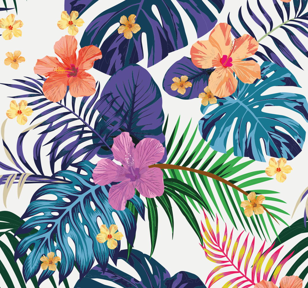 Vinyl tapijt natuur hawaii kleurrijke bloemen - TenStickers