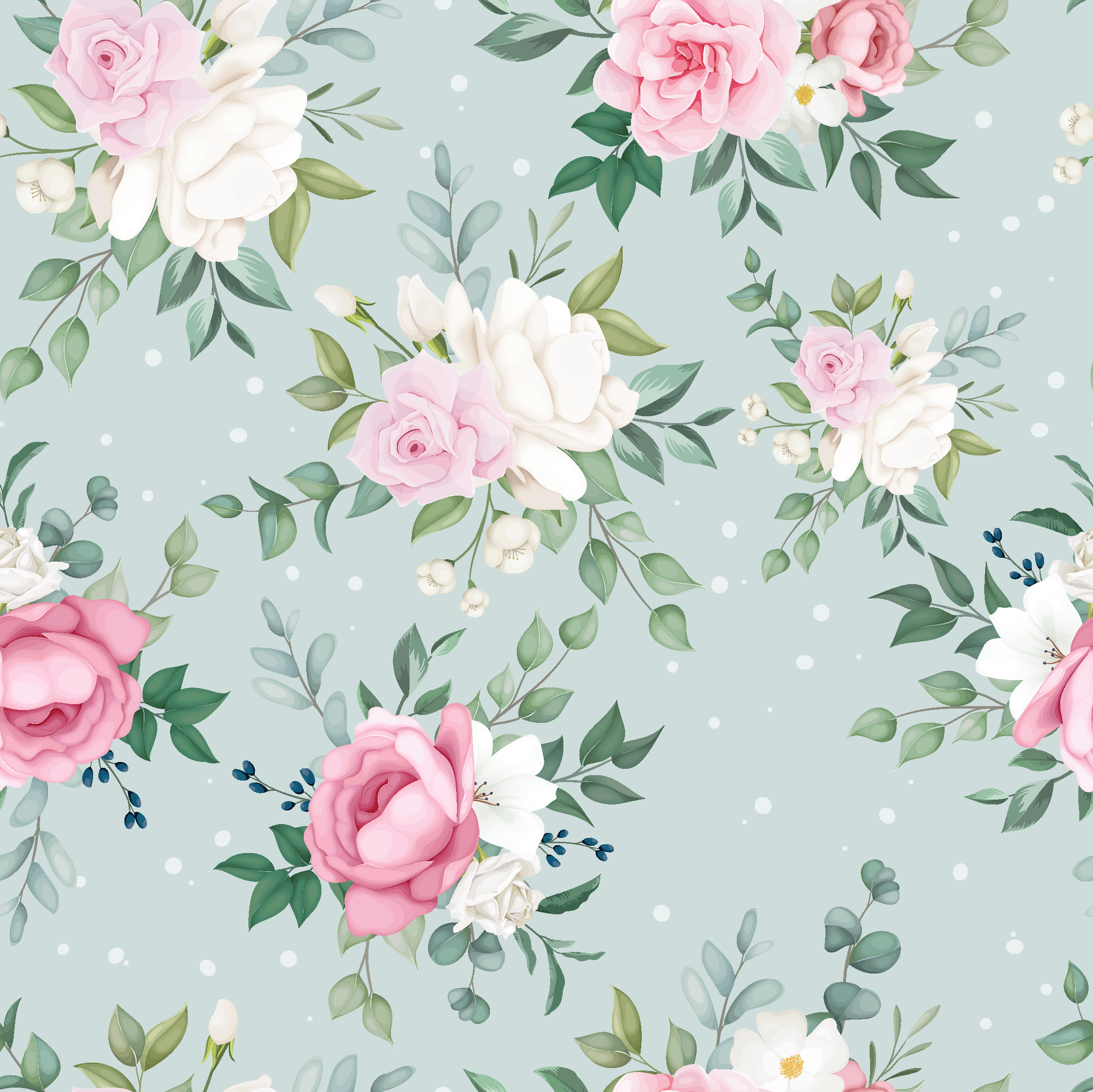 Vinyl tapijt natuur blauw en roze bloemen - TenStickers