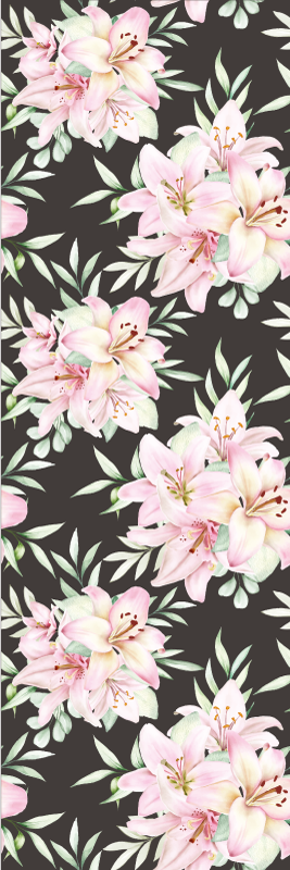 Vinyl tapijt natuur aquarel lelies bloemenpatroon - TenStickers