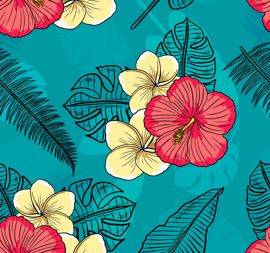 Vinyl tapijt natuur met hawaiiaanse bloemen - TenStickers