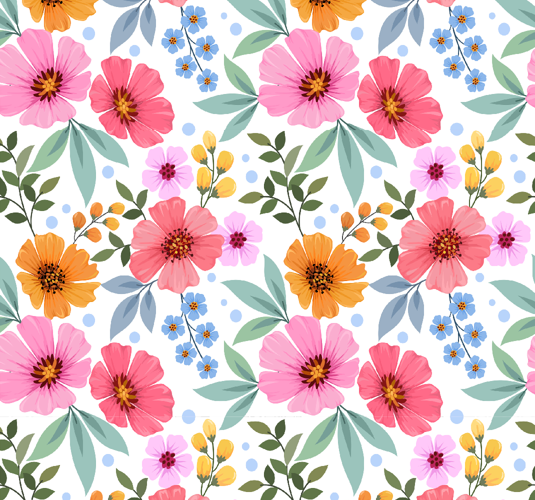 Vinyl tapijt natuur kleurrijke bloemen op witte achtergrond - TenStickers
