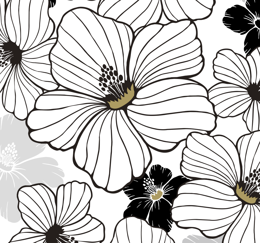 Vinyl tapijt natuur met witte hibiscus bloemenpatroon - TenStickers