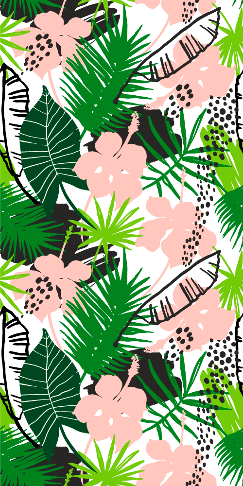 Vinyl tapijt natuur palmbladeren en bloemen patroon - TenStickers