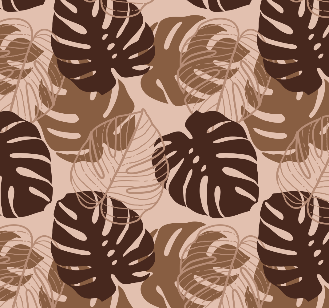 Vinyl tapijt natuur bruin monstera deliciosa - TenStickers