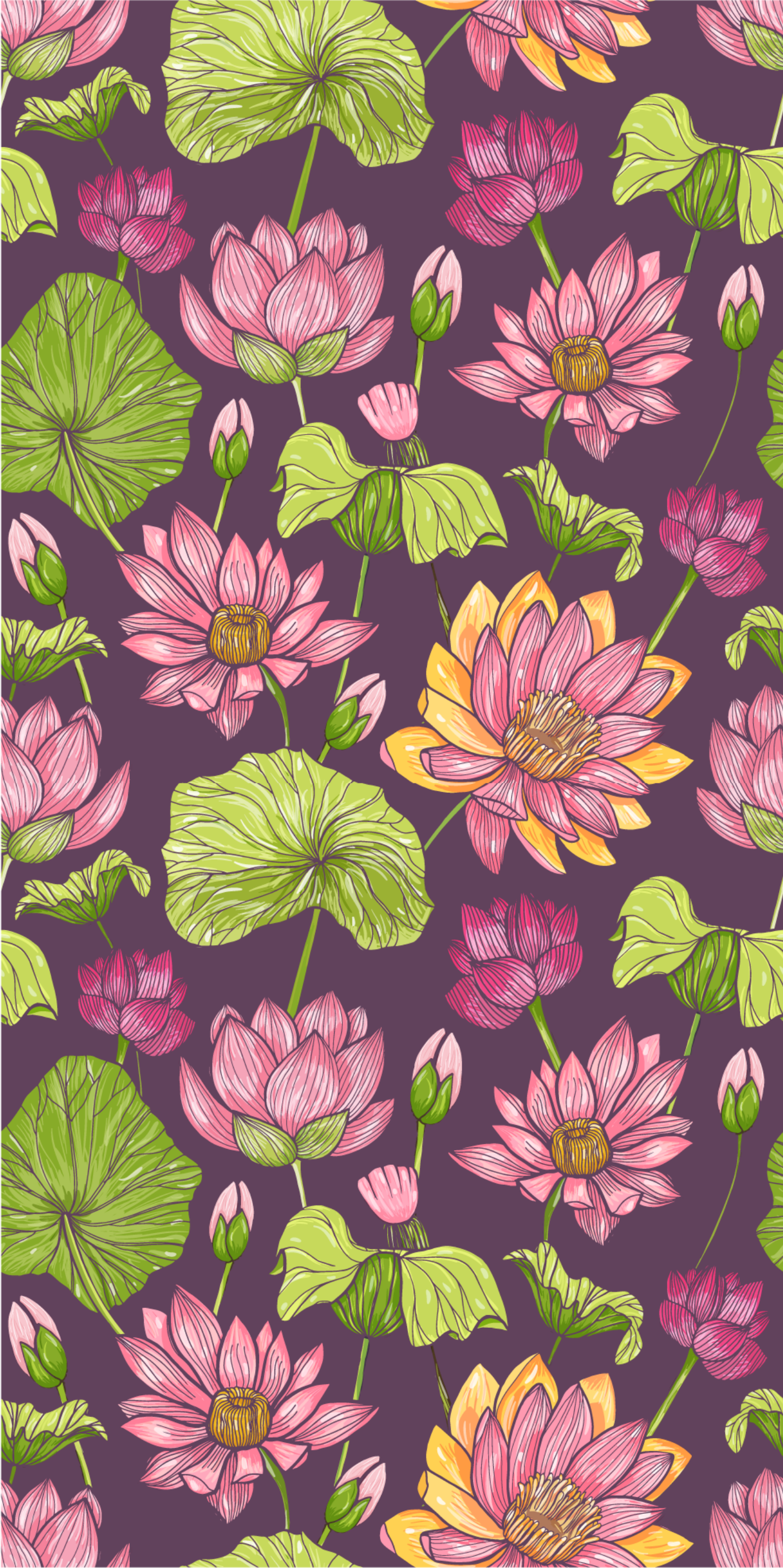 Vinyl tapijt natuur lotusbladeren en bloemen - TenStickers