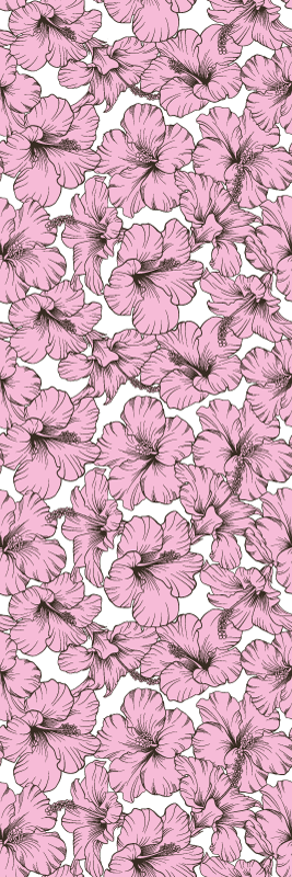 Vinyl tapijt natuur met roze hibiscus bloemenpatroon - TenStickers
