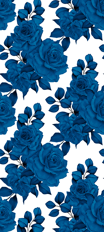 Vinyl tapijt natuur nieuwe nostalgie blauwe bloemen - TenStickers