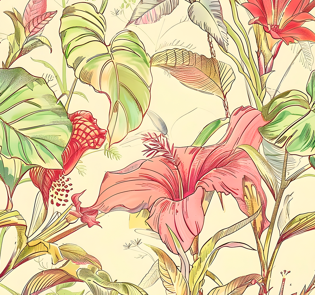 Vinyl tapijt natuur met engels bloemenpatroon - TenStickers