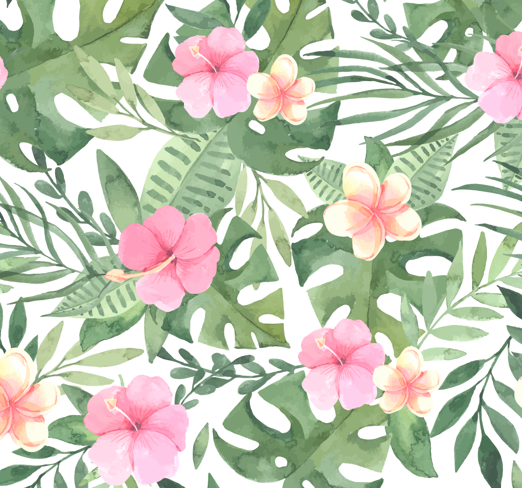 Vinyl tapijt natuur met bloemen tropisch patroon - TenStickers