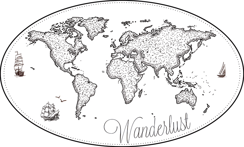 Vinyl tapijt wereldkaart vinilo wanderlust wereldkaart - TenStickers