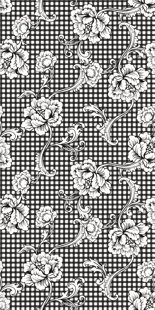 Vinyl tapijt antiek zwart-wit vintage ruitpatroon - TenStickers