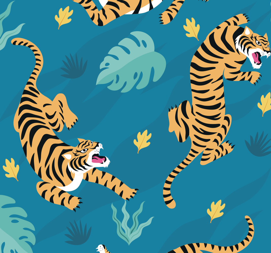 Dieren vinyl tapijt tijger behang - TenStickers