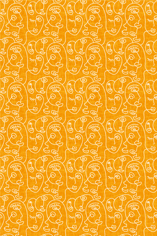 Vinyl tapijt textuur abstracte oranje getekende vrouwen - TenStickers