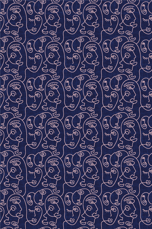 Vinyl tapijt textuur abstract blauwe getekende vrouwen - TenStickers
