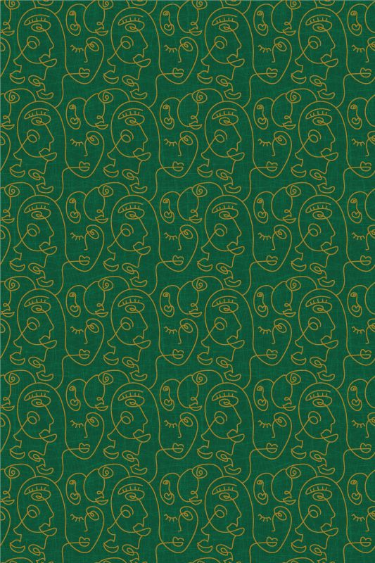 Vinyl tapijt textuur abstract groene getekende vrouwen - TenStickers