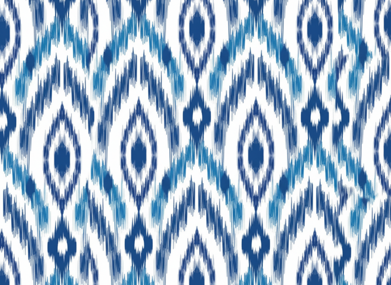 Vinyl tapijt textuur blauwe ikat patroon - TenStickers