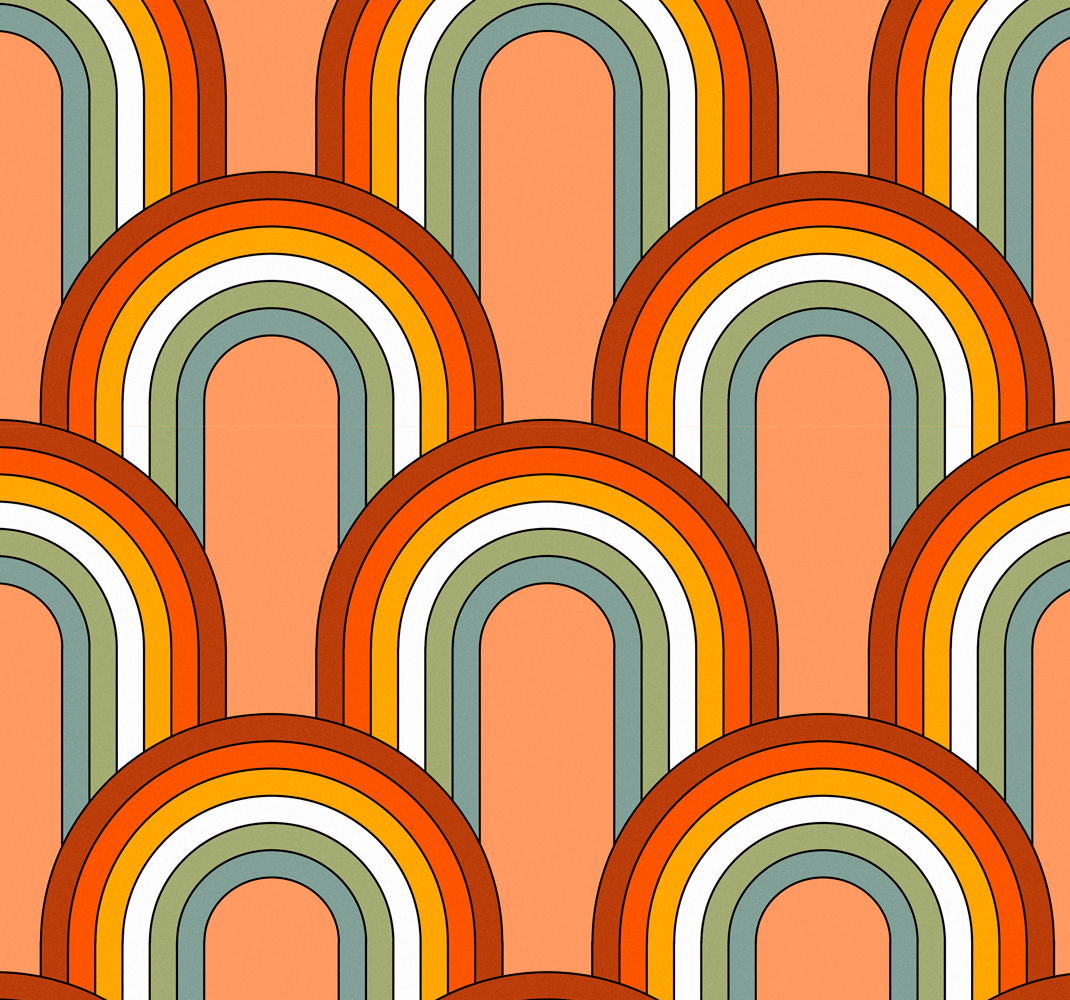 Vinyl tapijt antiek 70s regenboog patroon - TenStickers