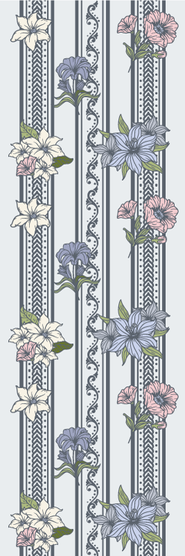 Vinyl tapijt antiek bloemen vintage streepdesign - TenStickers