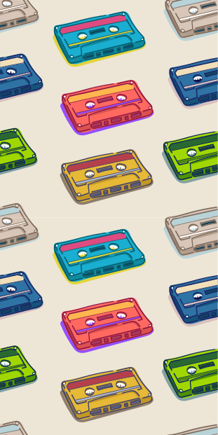 Vinyl tapijt antiek retro multikleurige cassettebandpatroon - TenStickers