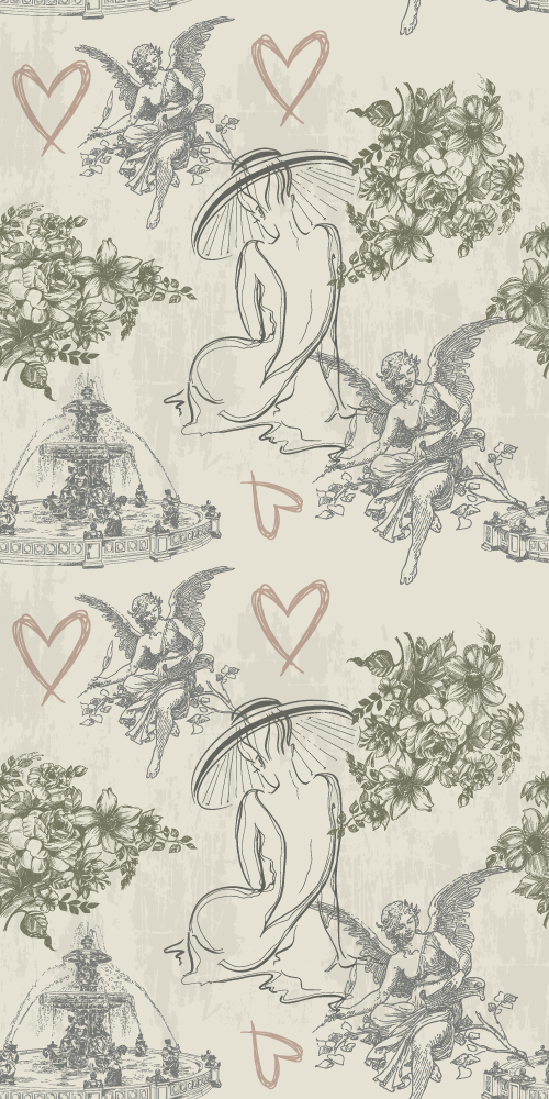 Vinyl tapijt antiek met vintage franse romantische print - TenStickers