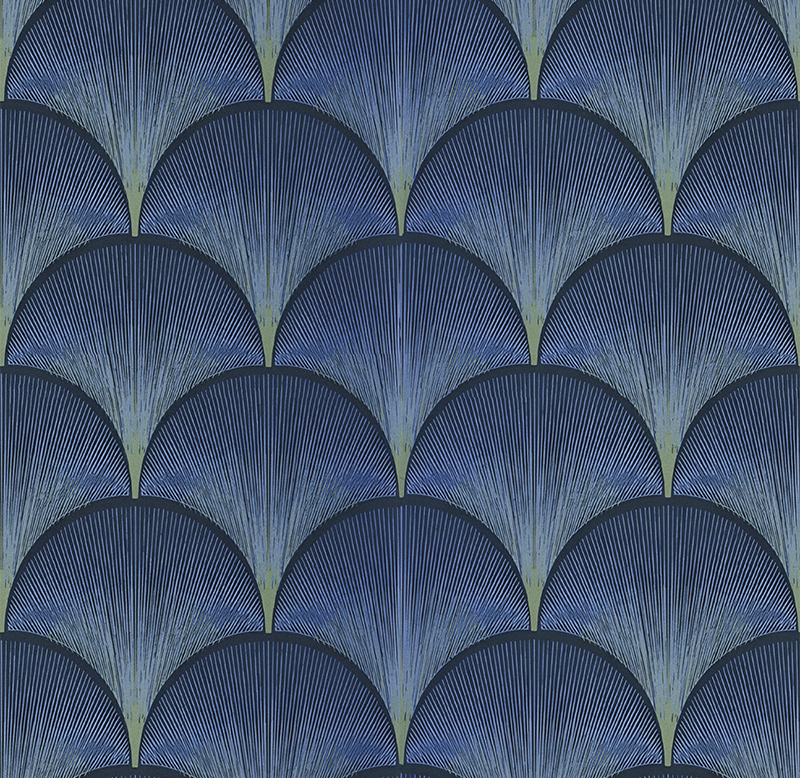 Vinyl tapijt antiek 1920's art déco blauwe fans - TenStickers