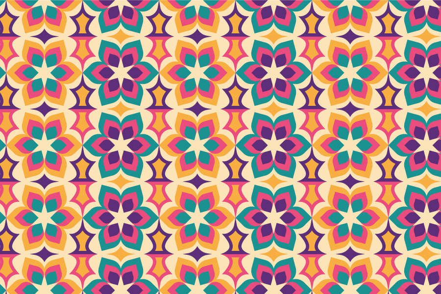 Vinyl tapijt antiek 70's bloemen - TenStickers