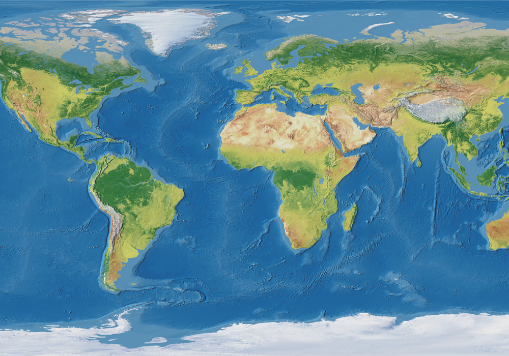 Vinyl tapijt wereldkaart geografische realistische kaart - TenStickers