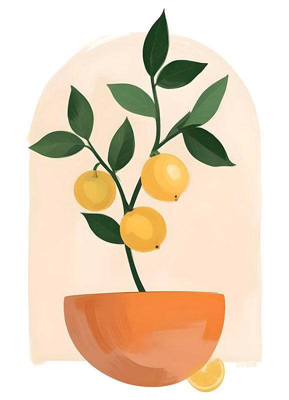 Vinyl tapijt bloemen en planten kleine fruitboom - TenStickers