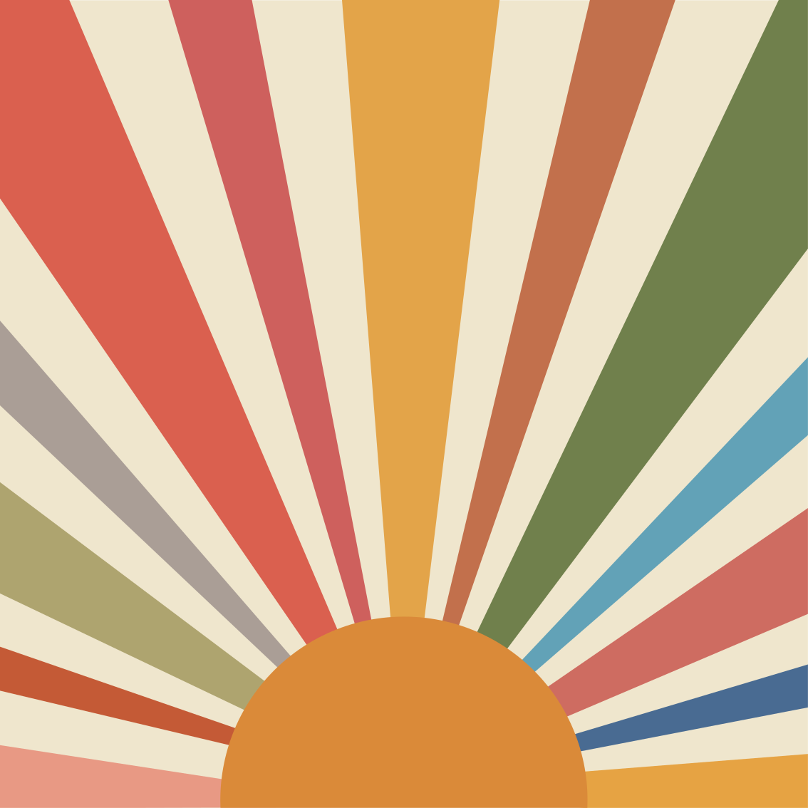 Vinyl tapijt geometrisch kleurrijke muurkunst zon - TenStickers