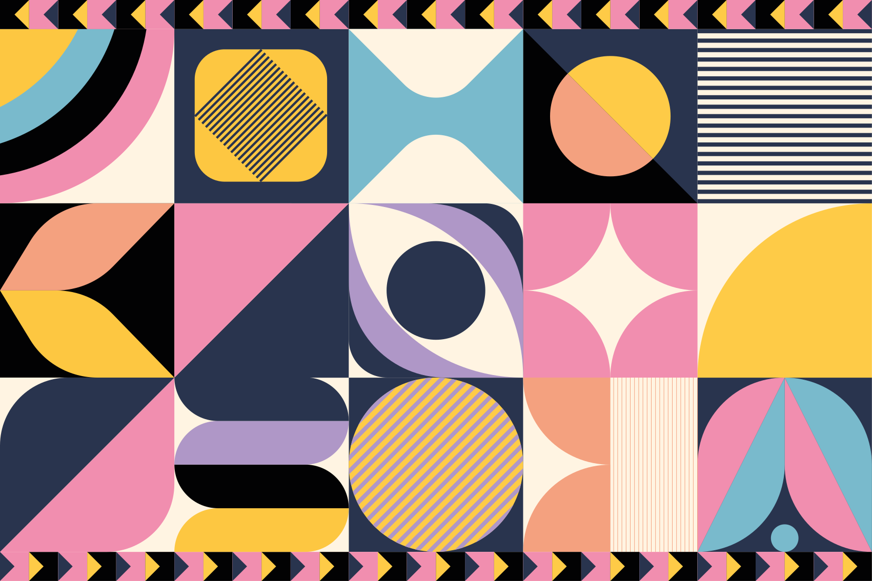 Vinyl tapijt geometrisch multi figuren schilderkunst - TenStickers