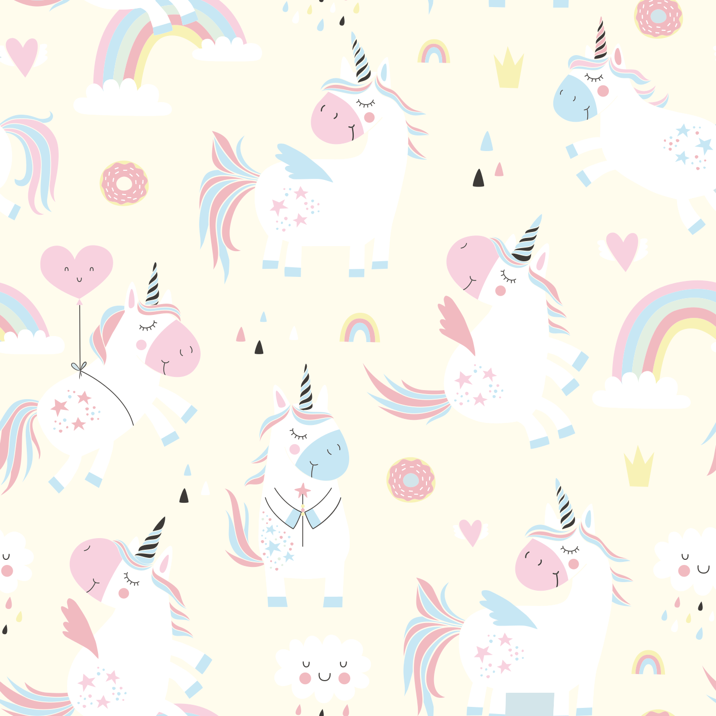 Vinyl tapijt kind gelukkige eenhoorns in wonderland - TenStickers