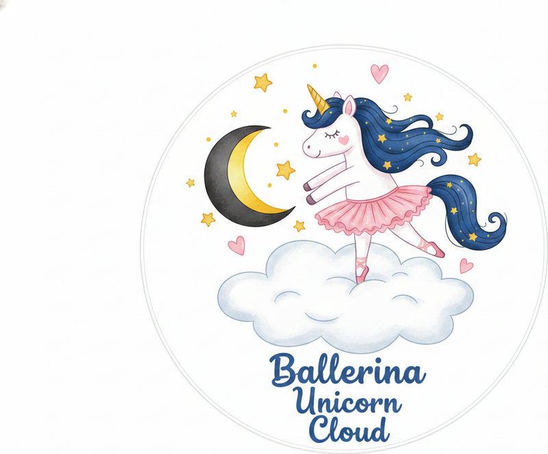 Vinyl tapijt kind ballerina eenhoorn op wolk - TenStickers
