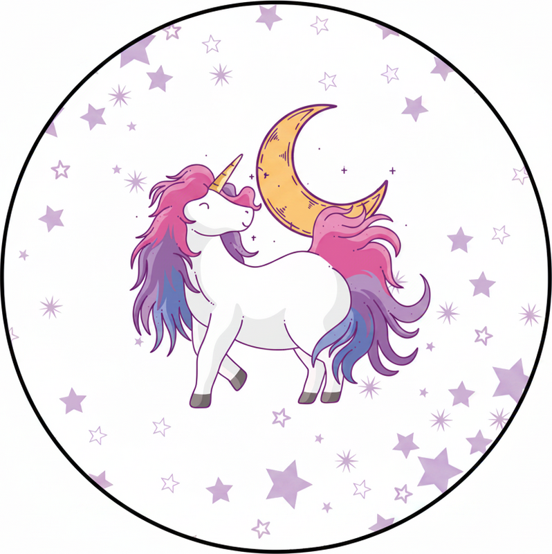 Vinyl tapijt kind eenhoorn en maan - TenStickers