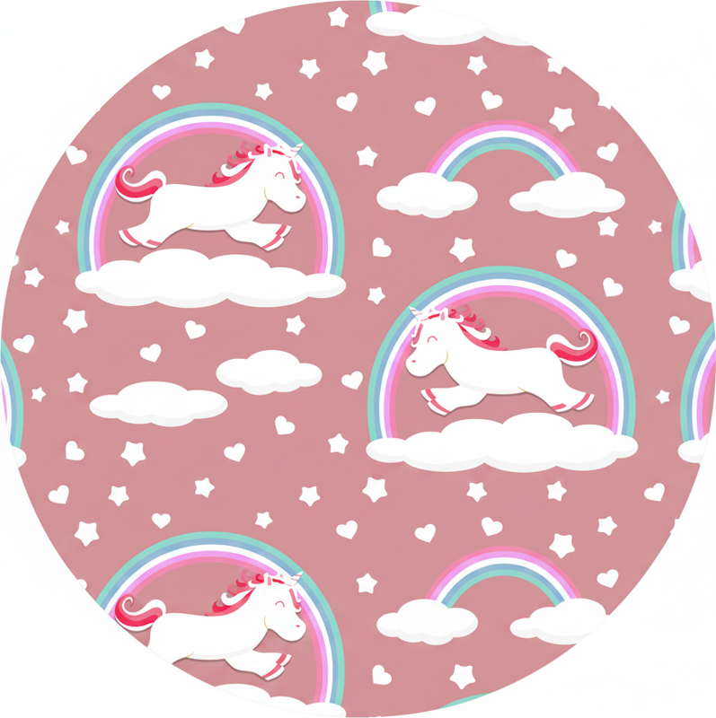 Vinyl tapijt kind zoete eenhoorns en regenbogen patroon - TenStickers
