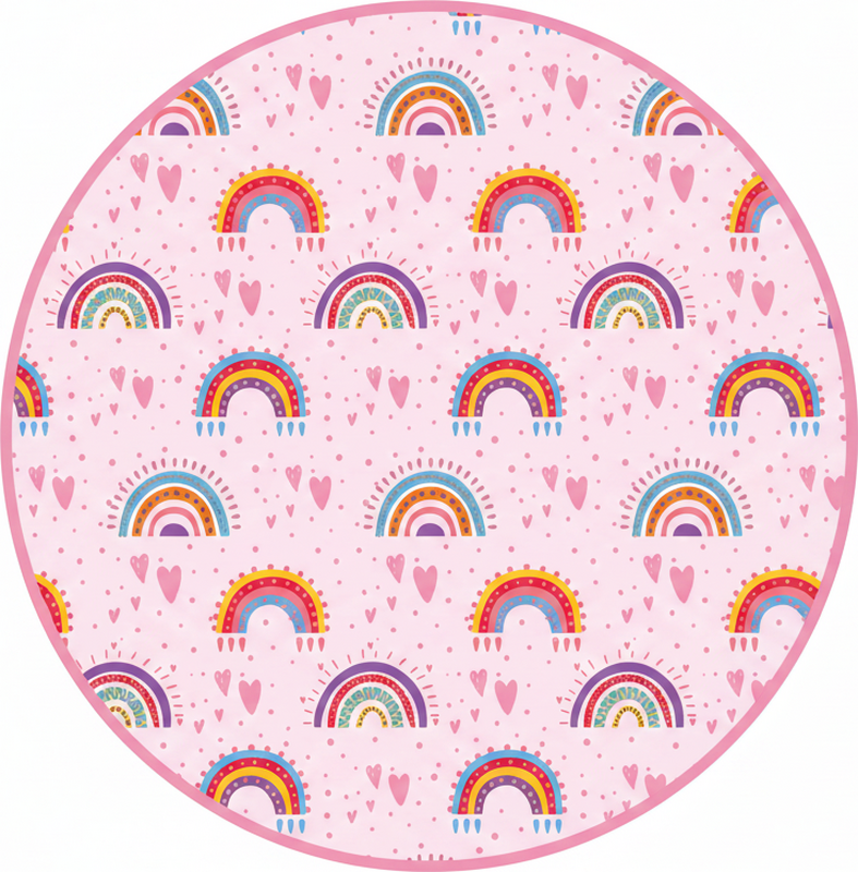 Vinyl tapijt kind roze stippen en kleurrijke regenbogen - TenStickers