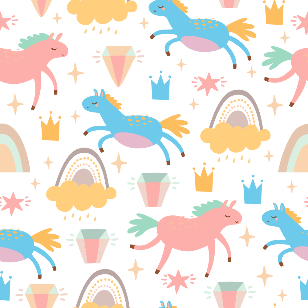 Vinyl tapijt kind schattige eenhoorns en regenbogen patroon - TenStickers