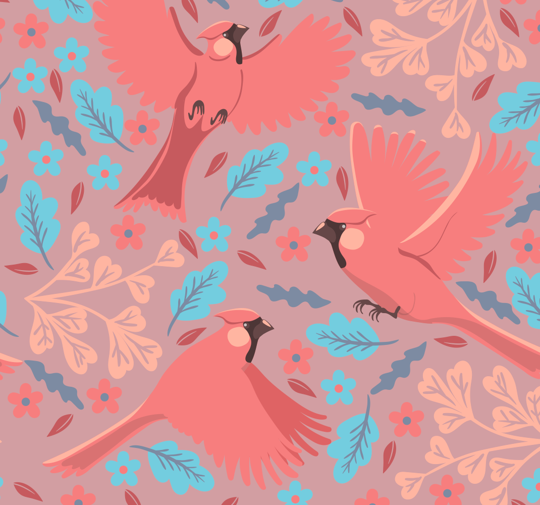 Vinyl tapijt woonkamer met blush achtergrond en vogels - TenStickers