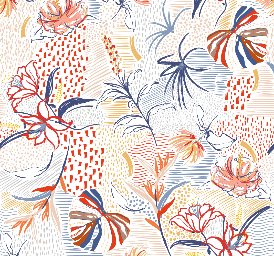 Vinyl tapijt woonkamer met ornamentale bloemenpatroon - TenStickers