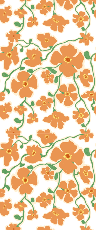 Vinyl tapijt woonkamer groene oranje madeliefjes - TenStickers