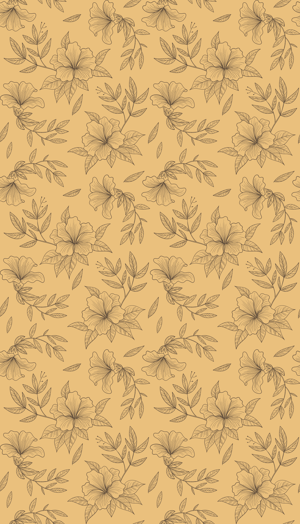 Vinyl tapijt beige met mooie silhouet bloemen - TenStickers