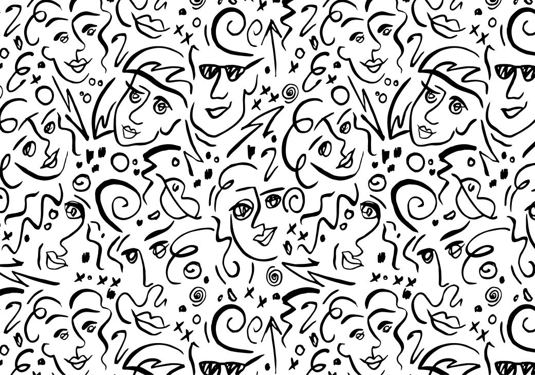 Vinyl tapijt wit met zwart-wit graffiti kunst - TenStickers