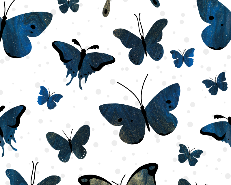 Vinyl tapijt wit blauwe glitter vlinderwing - TenStickers